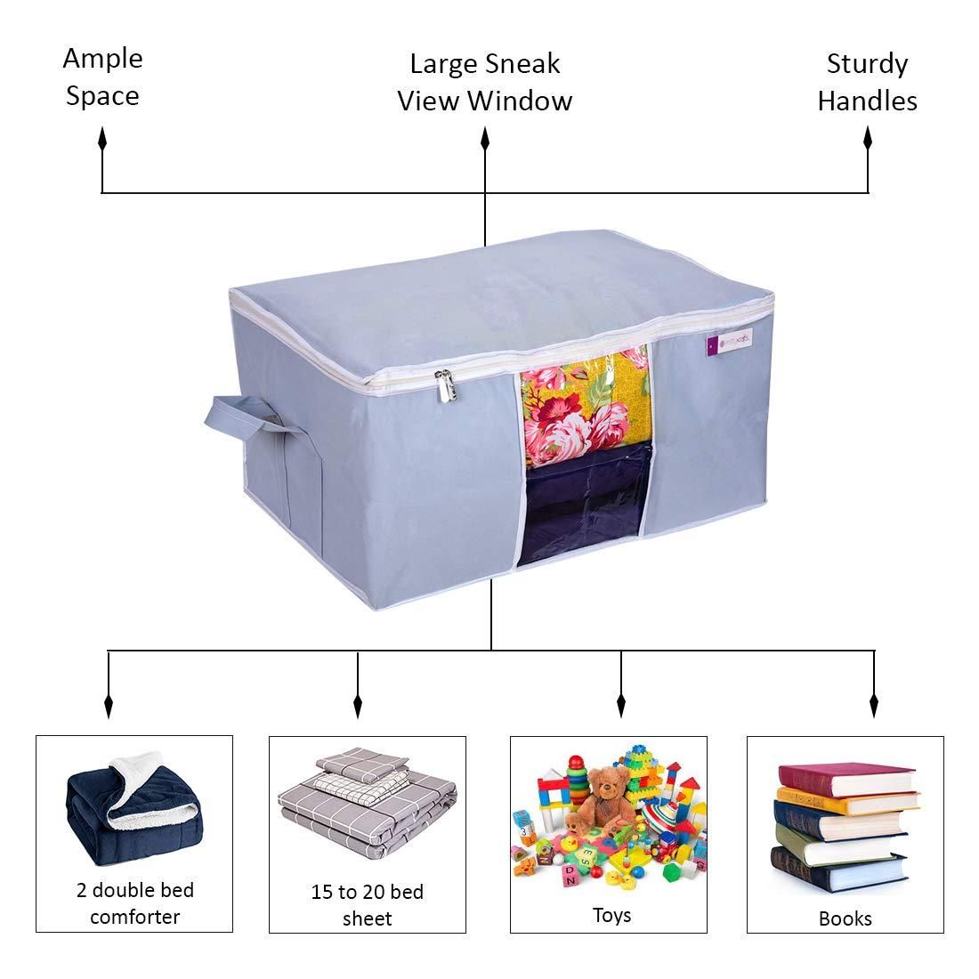 Storage Bag-UnderBed Blanket Storage Bag Covers With Handles (Set of 2)