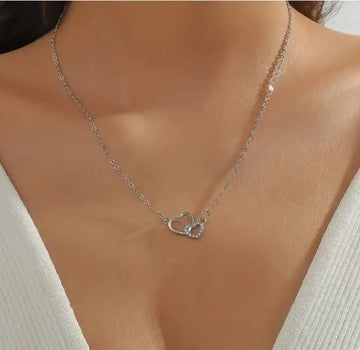 Women's Dual Heart Pendant with Chain Micro Plating